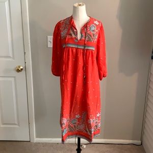 Vintage Empire Waist Hawaiian Print Dress, Sz 13